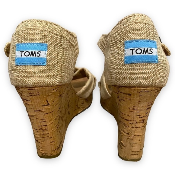 TOM'S Sienna Cork Wedge Sandal Beige 9.5W - Picture 11 of 13